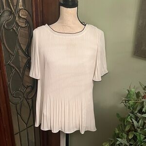 Ann Taylor Cream Pleated Blouse